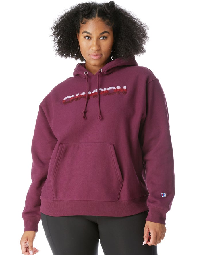 Champion Hoodie Dames - DonkerPaars - Plus Reverse Weave Ombre Chenille Applique ( 867541-RKZ )